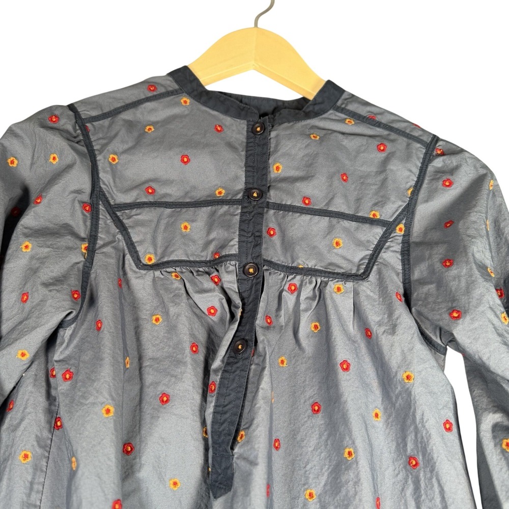 ZARA Girls Blue Floral Embroidered‎ Boho Dress Cottacore Long Sleeve Size 11-12